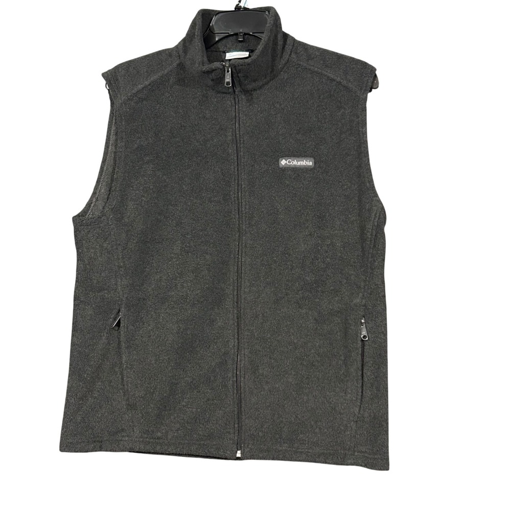 Columbia Steens Mountain Fleece Vest Mens Large Gray Full Zip AM1535 Charcoal